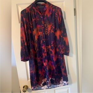 Velvet brand silky Floral shirt dress